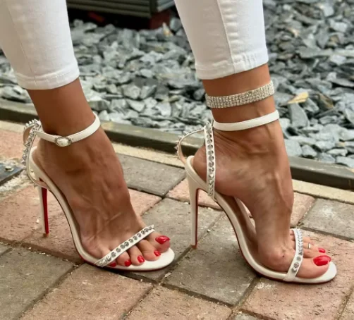 French White Rivet Strap Versa - Women'S Shoes Red Bottoms review and price