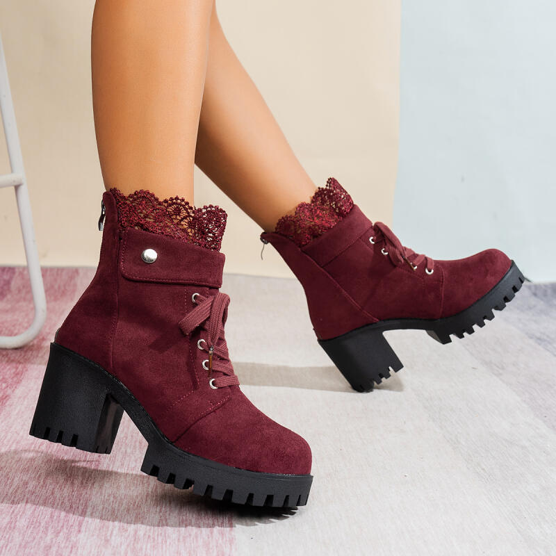 Sexy Lace Patchwork Thick Bott - Women'S Shoes Red Bottoms review and price