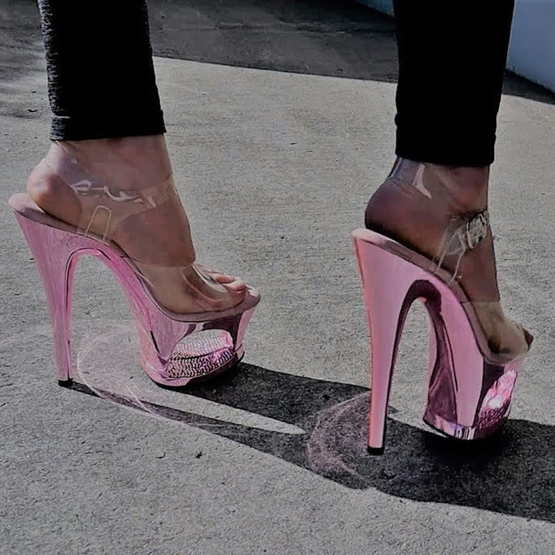 Pink Hollow Out Platform Stile - Clear Strap Heel review and price