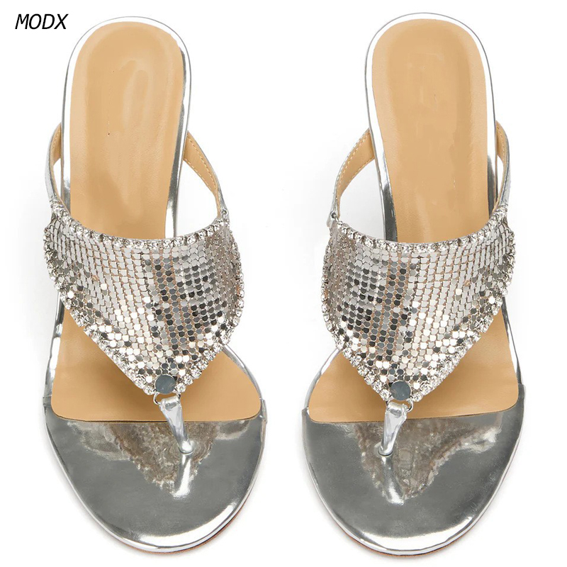 Women Silver Metallic Thong Mu - Thong Flat Sandal review and price