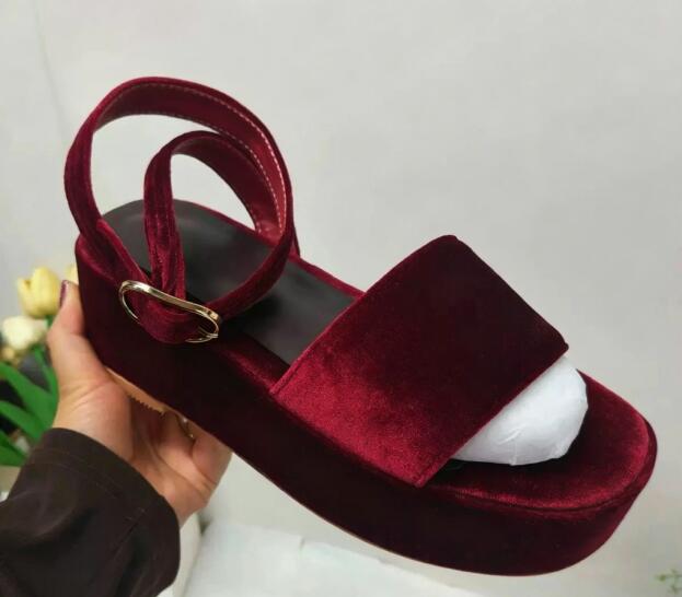 Burgundy Velvet Round Open Toe - Wedge Heeled Sneaker review and price