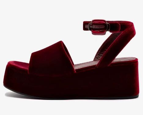 Burgundy Velvet Round Open Toe - Wedge Heeled Sneaker review and price
