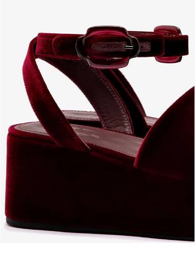 Burgundy Velvet Round Open Toe - Wedge Heeled Sneaker review and price