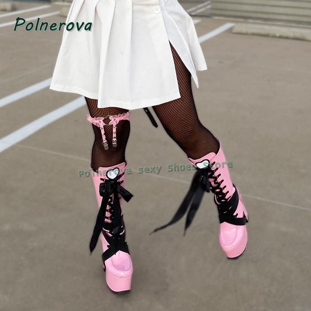 Women's Pink Platform Knee Hig - Wedge Heeled Sneaker review and price