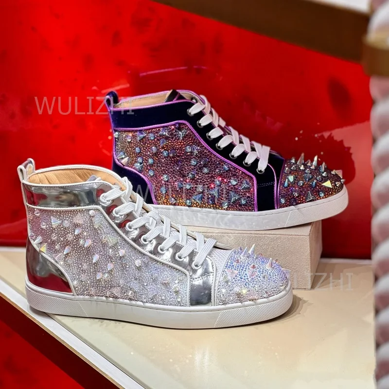Dark Purple Crystal Rivet Men  - Women'S Shoes Red Bottoms review and price