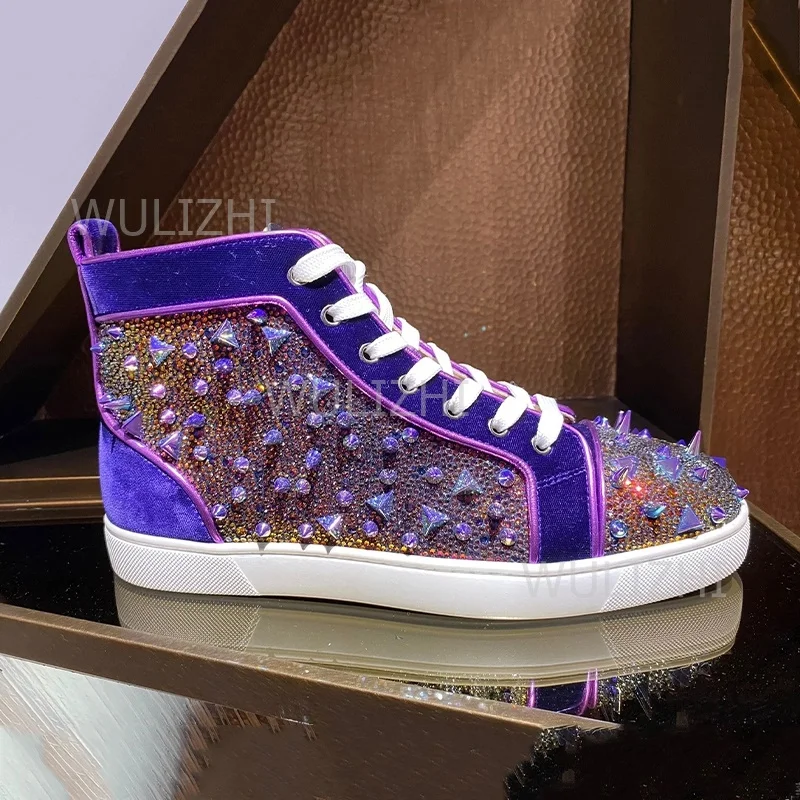 Dark Purple Crystal Rivet Men  - Women'S Shoes Red Bottoms review and price