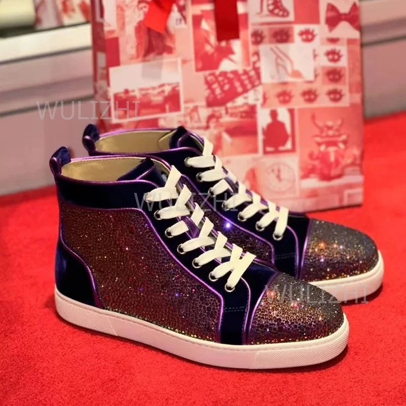 Dark Purple Crystal Rivet Men  - Women'S Shoes Red Bottoms review and price