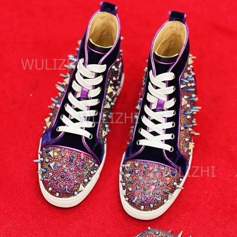 Dark Purple Crystal Rivet Men  - Women'S Shoes Red Bottoms review and price